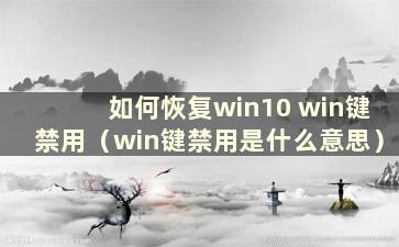 如何恢复win10 win键禁用（win键禁用是什么意思）